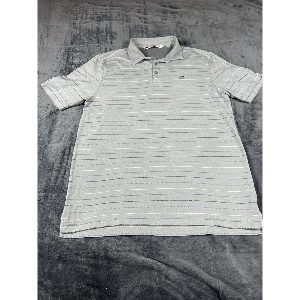 Travis Mathew Polo Shirt‎ Mens  Gray Black Colima Lightweight Golf Casual Sz M
